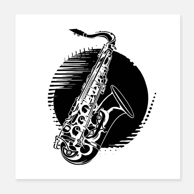 Dessin de saxophone Poster 20 x 20 cm