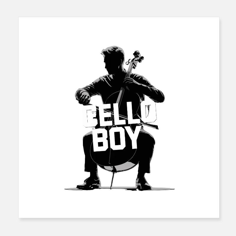 Cello Boy Cellist Silhouette Poster 20x20 cm