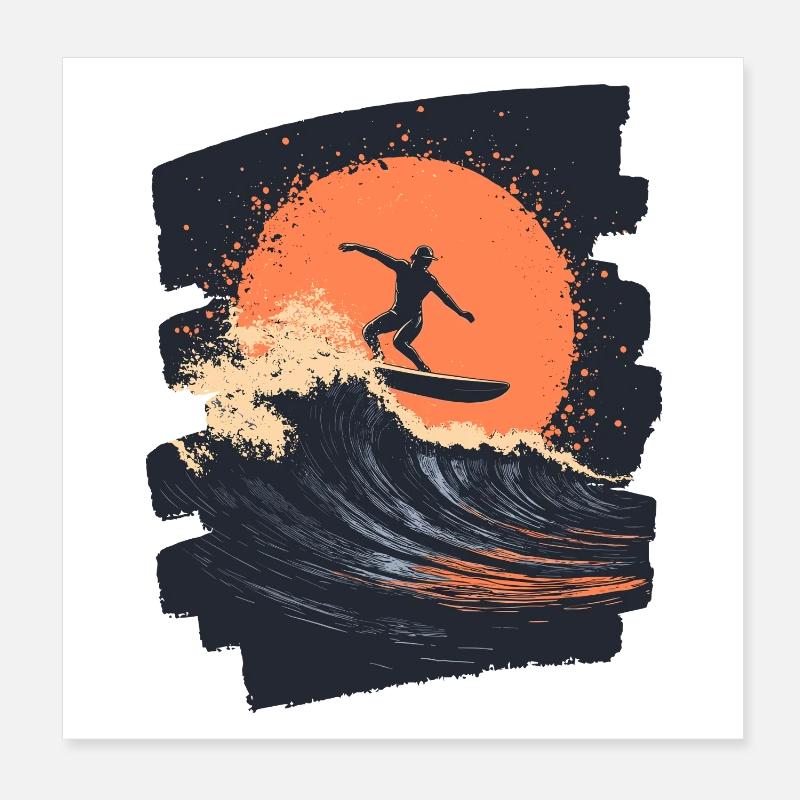 Surfeur Surf Planche de surf Surf Poster 20 x 20 cm