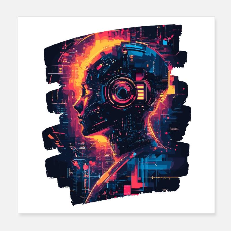Cyberpunk Cyborg Poster 20 x 20 cm