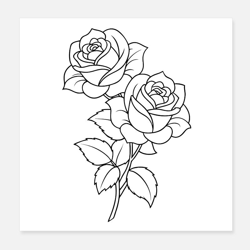 Roses - Fleurs - Fleurs - Dicton Poster 20 x 20 cm