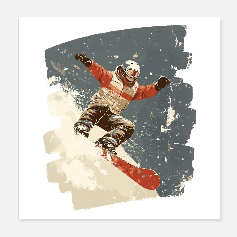 Snowboarder Pulverschnee Poster 20x20 cm