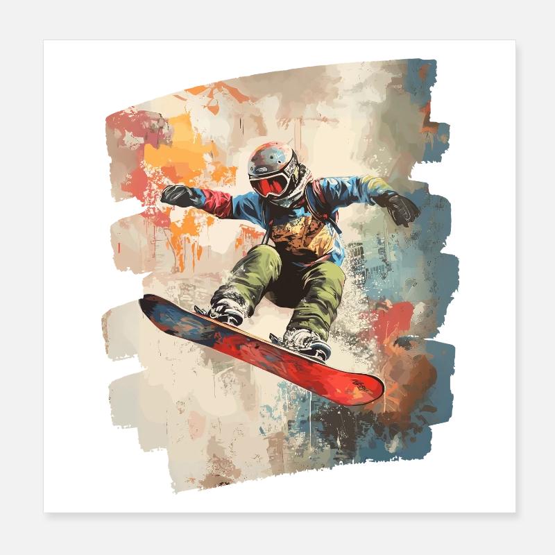 Snowboarder poudreuse Poster 20 x 20 cm
