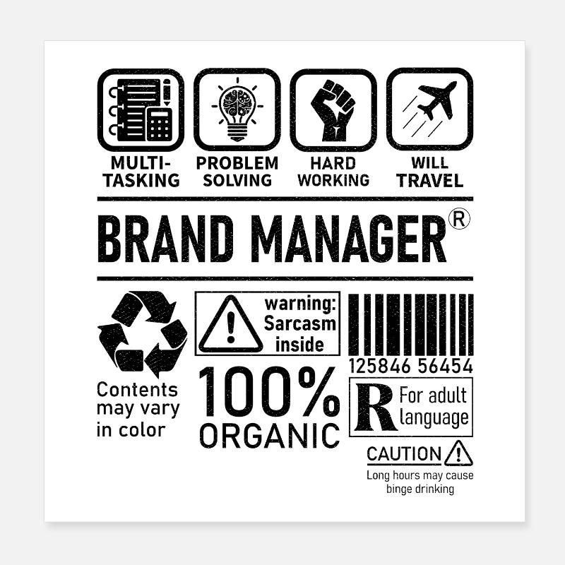 Brand Manager multi tasking problem solving Poster 20x20 cm