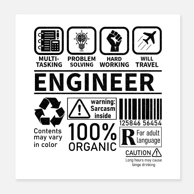 ingénieur multitâche résolution de problèmes travail Poster 20 x 20 cm