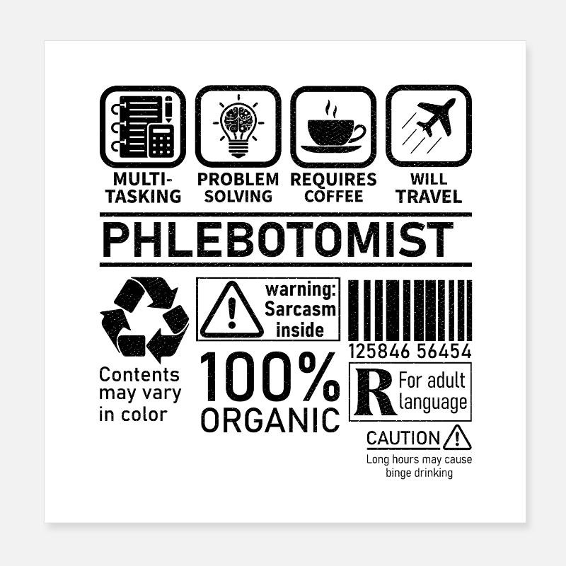 Phlébotomiste multitâche résolution de problèmes Poster 20 x 20 cm