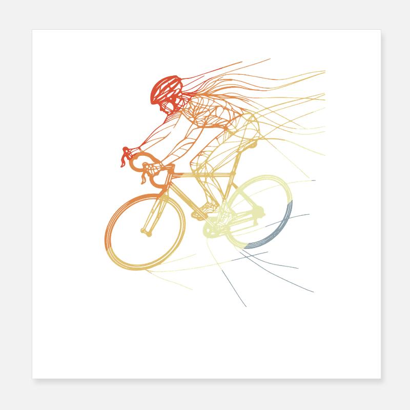 Dessin de cycliste féminine Poster 20 x 20 cm