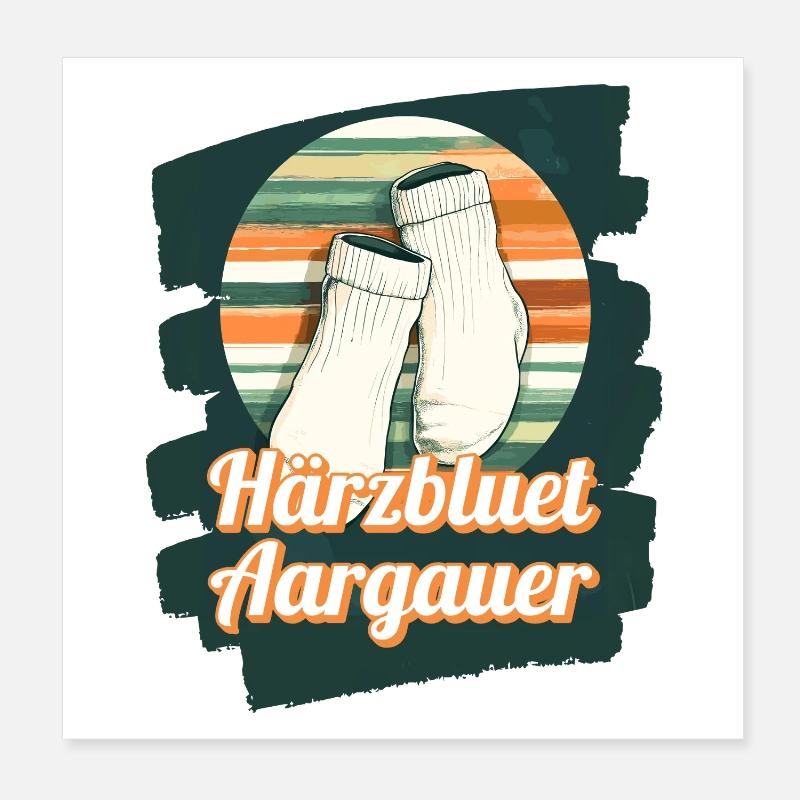 Härzbluetaargauer Chaussettes Aargauer et blanches Poster 20 x 20 cm