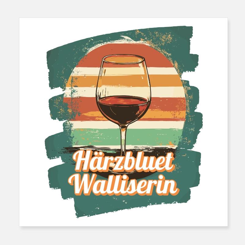 Härzbluetwalliserin Walliserin Wallis Schweiz Poster 20x20 cm