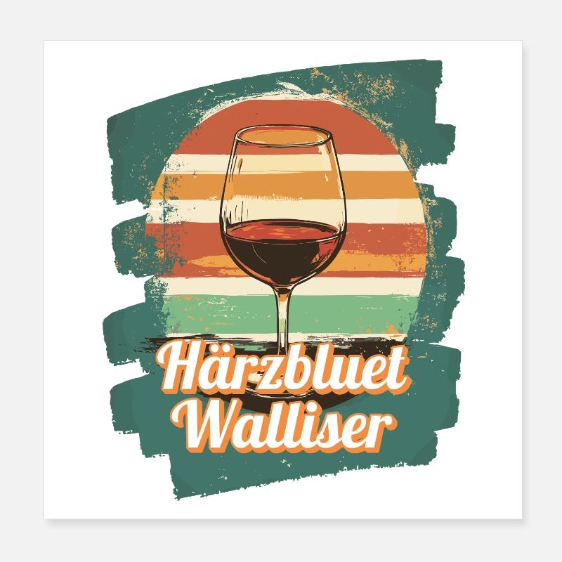 Härzbluetwalliser Walliser Wallis Schweiz Poster 20x20 cm