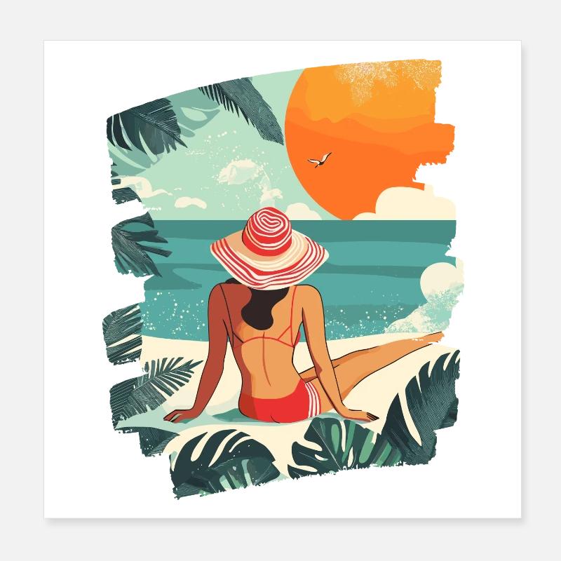 Été Rétro Poster 20 x 20 cm