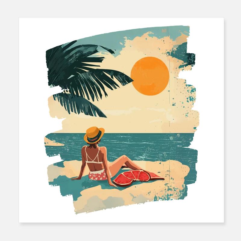 Sommer Strand Retro Poster 20x20 cm