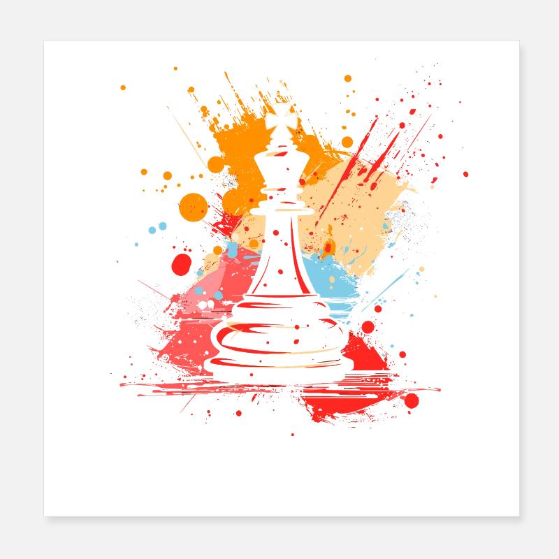 Chess Pieces Graffiti Poster 8" x 8" (20x20 cm)