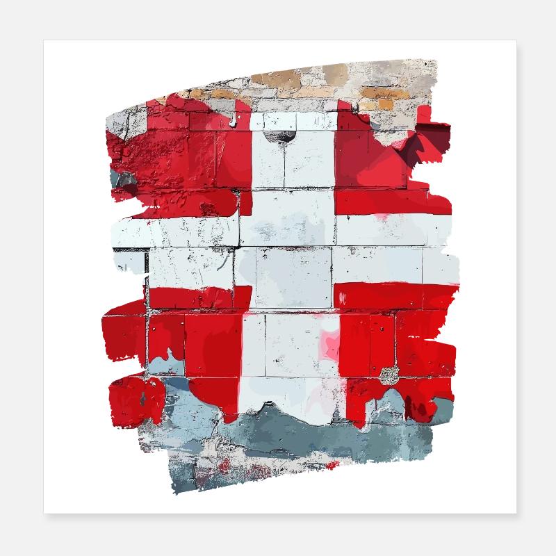 Drapeau du Danemark Dannebrog Poster 20 x 20 cm