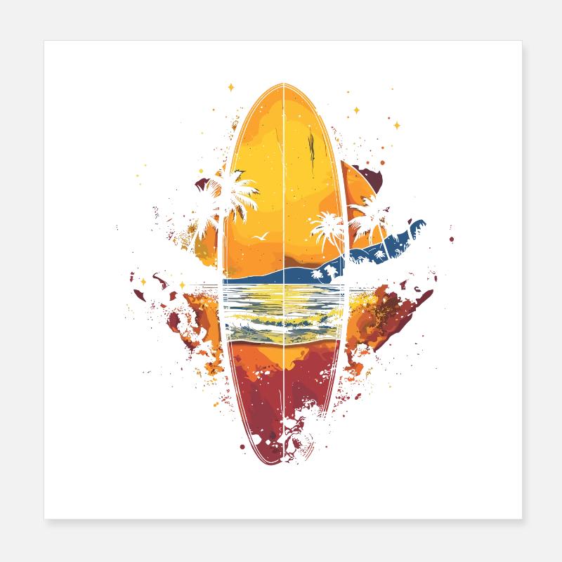 Surfbrett Poster 20x20 cm