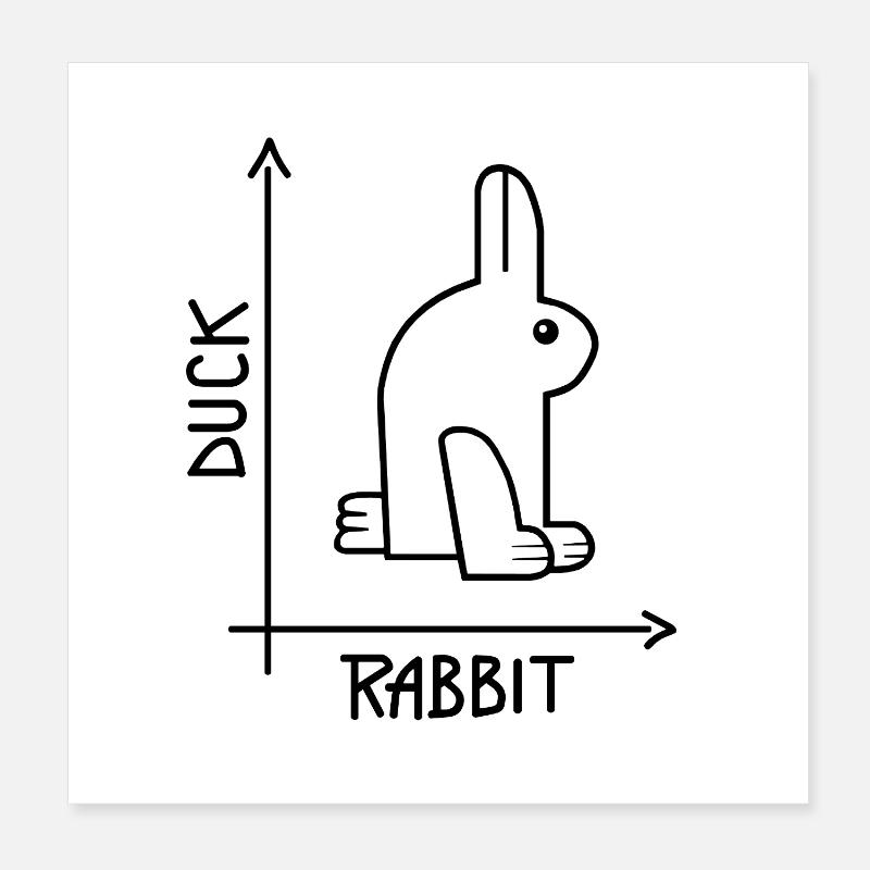 Duck or rabbit Optical Illusion Poster 8" x 8" (20x20 cm)