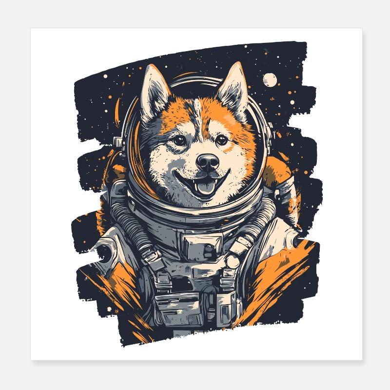 Astronaute husky Poster 20 x 20 cm