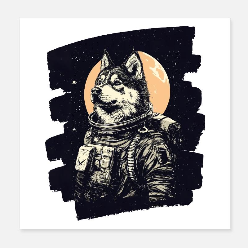 Astronaute husky Poster 20 x 20 cm