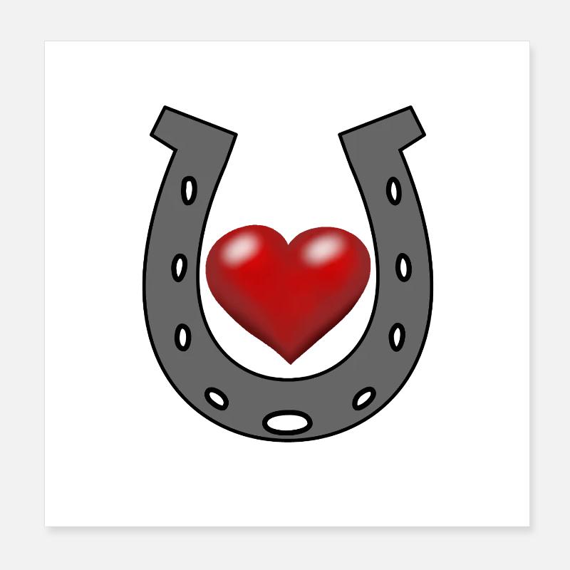 Fer à cheval Coeur Cavalier Cavalier Chevaux Cheval Poster 20 x 20 cm