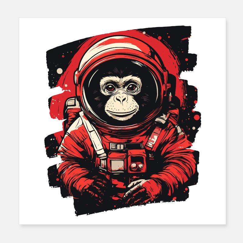 Singe astronaute Poster 20 x 20 cm