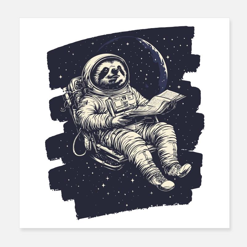 Sloth Astronaut Poster 8" x 8" (20x20 cm)