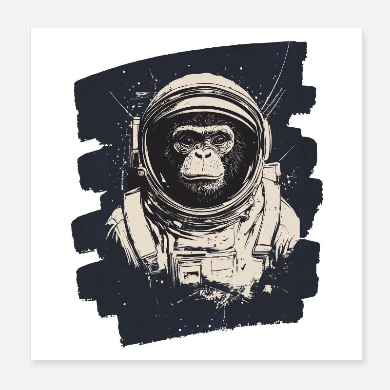 Singe astronaute Poster 20 x 20 cm