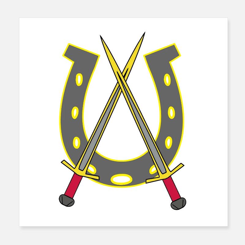Cavaliere medievale Spada Spade a ferro di cavallo Poster 20x20 cm