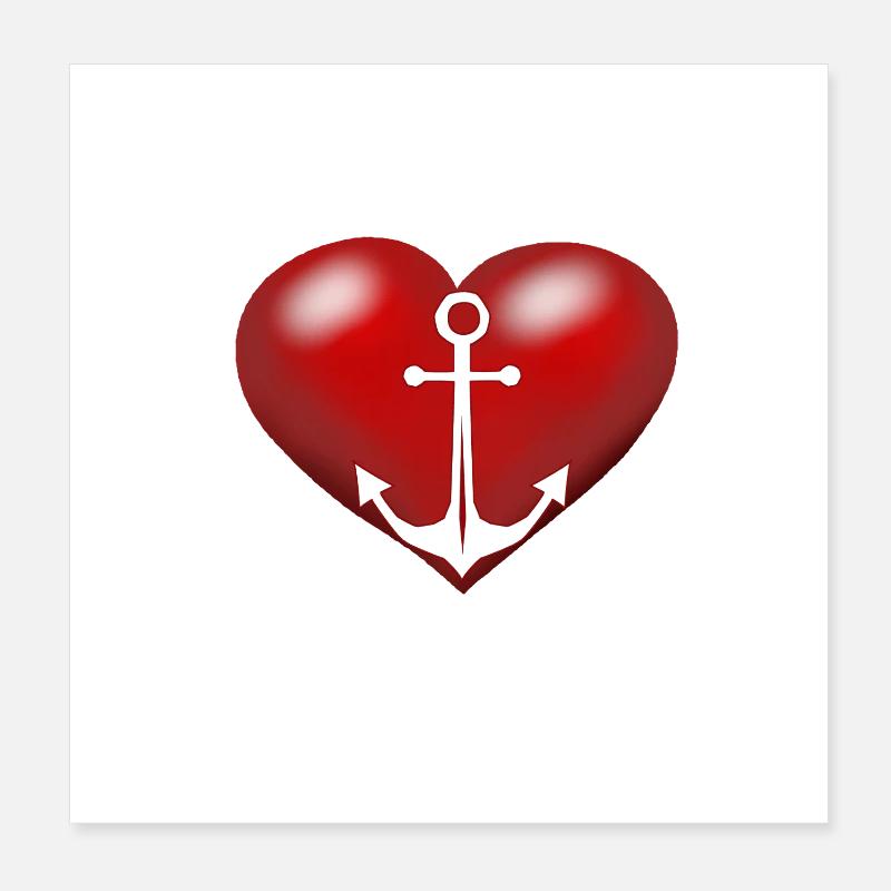 maritim Anker Seemann Herz Herzen Poster 20x20 cm