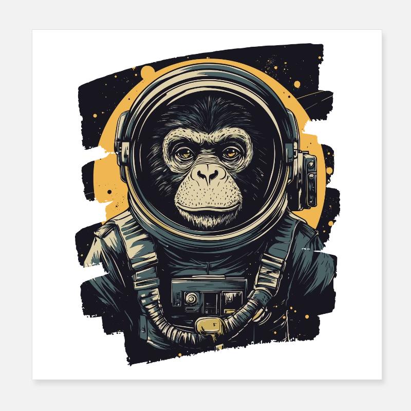 Affe Astronaut Poster 20x20 cm