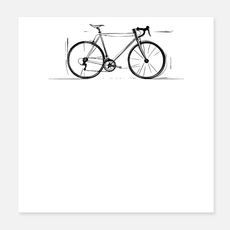 Fine Bicycle Drawing Perfect for Cycling Lovers Poster 8" x 8" (20x20 cm)