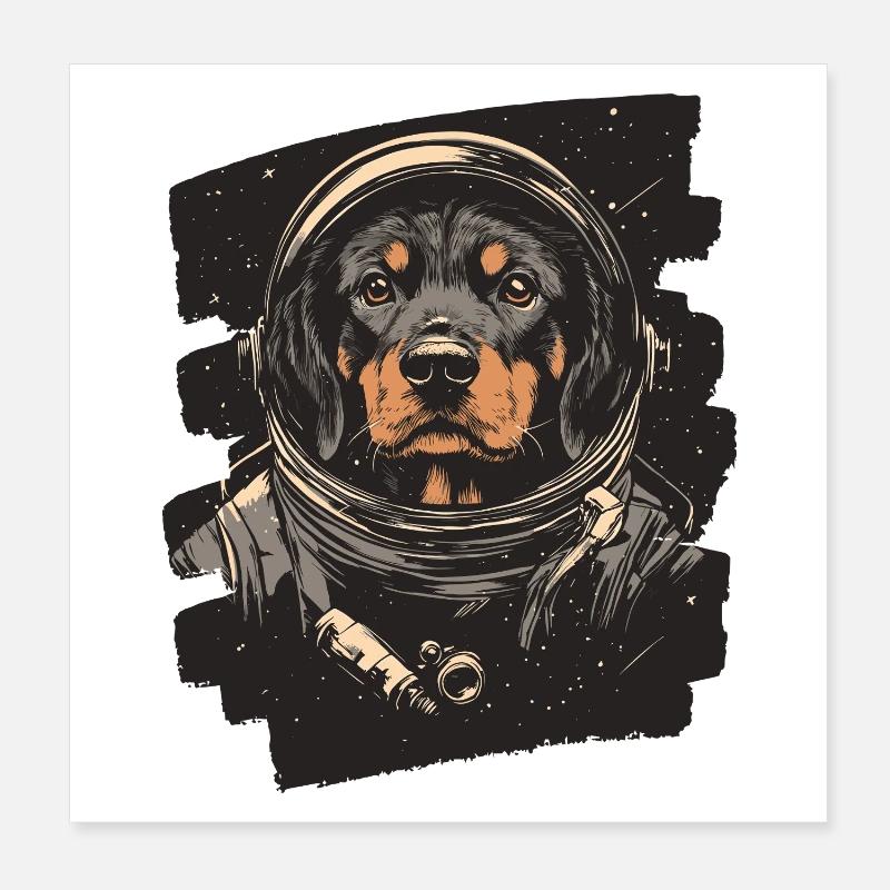 Rottweiler Astronaute Poster 20 x 20 cm