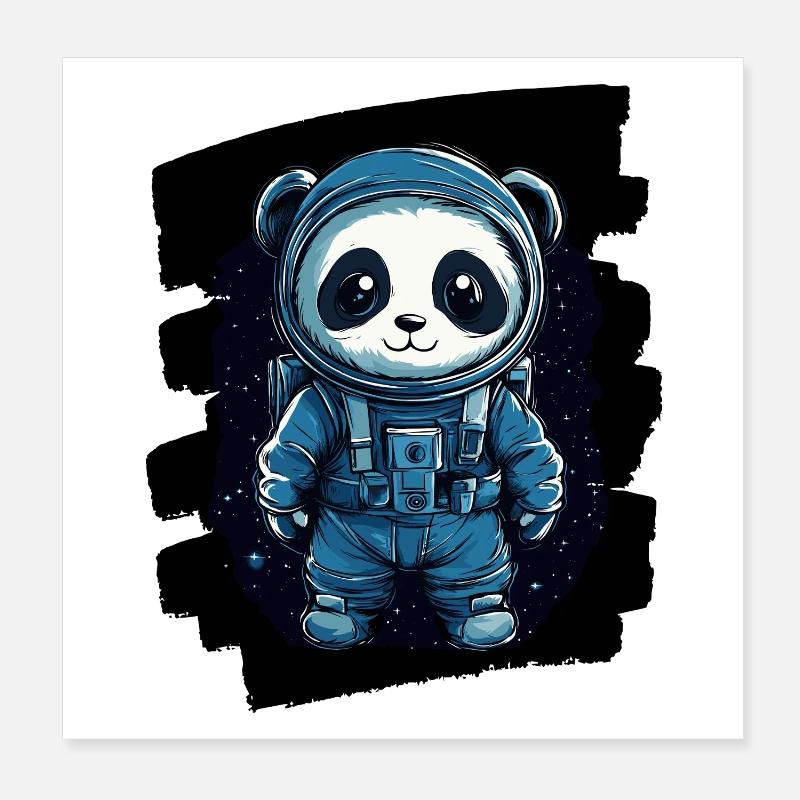 Panda Astronaut Poster 8" x 8" (20x20 cm)