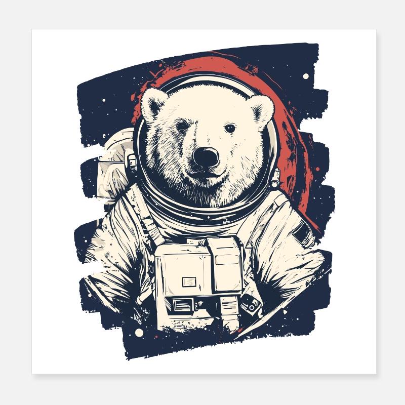 Eisbär Astronaut Poster 20x20 cm