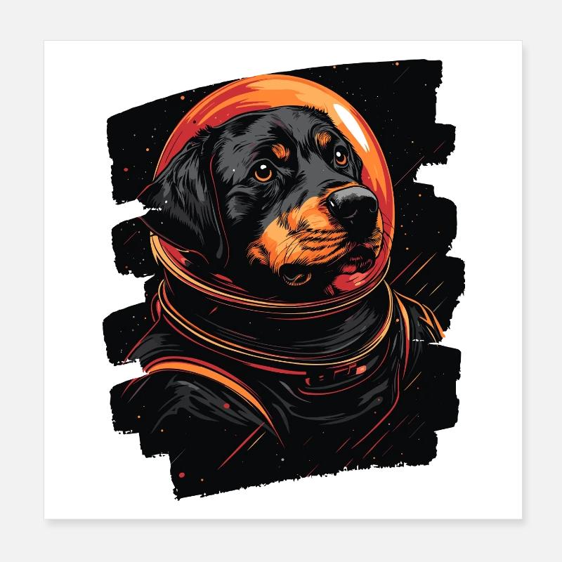 Rottweiler Astronaut Poster 20x20 cm