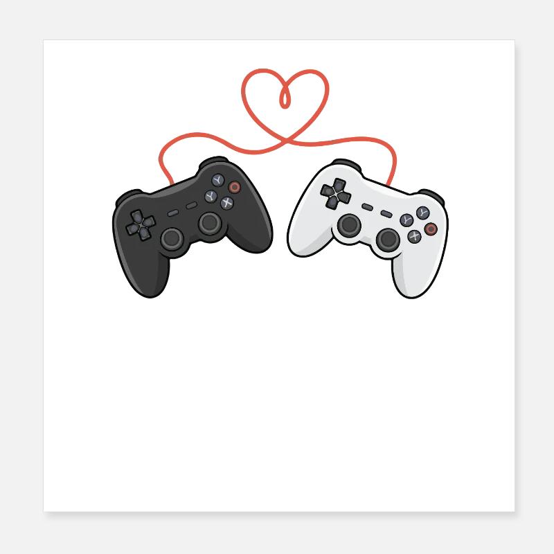 Video Gamer Valentinstag Controller Herz Poster 20x20 cm