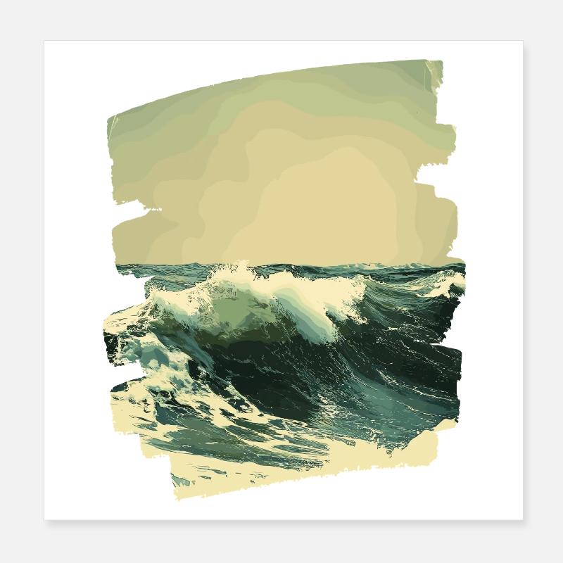 Les vagues et la mer Poster 20 x 20 cm