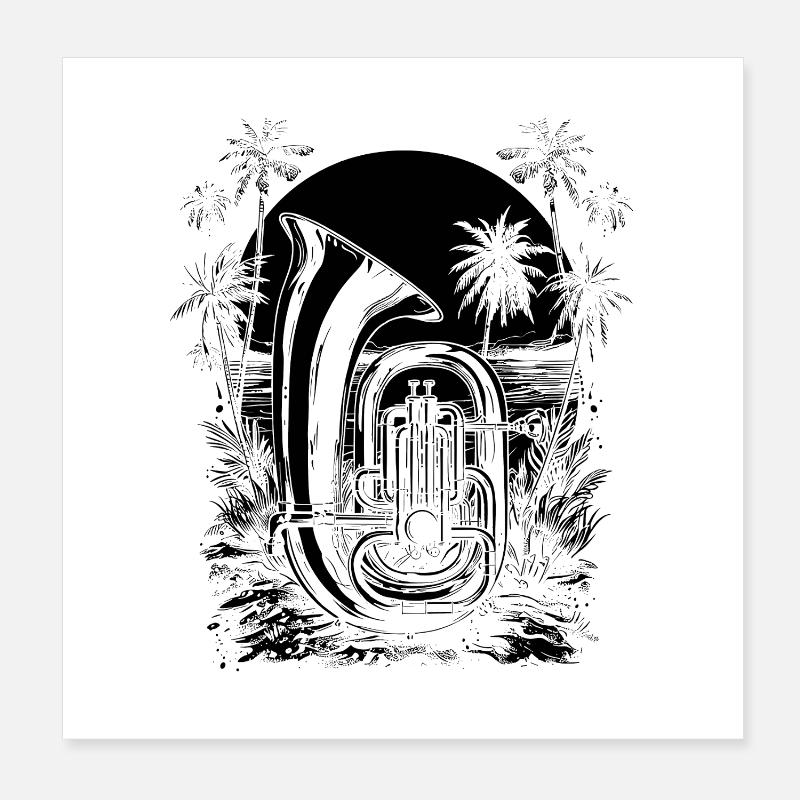 Dessin de tuba Poster 20 x 20 cm
