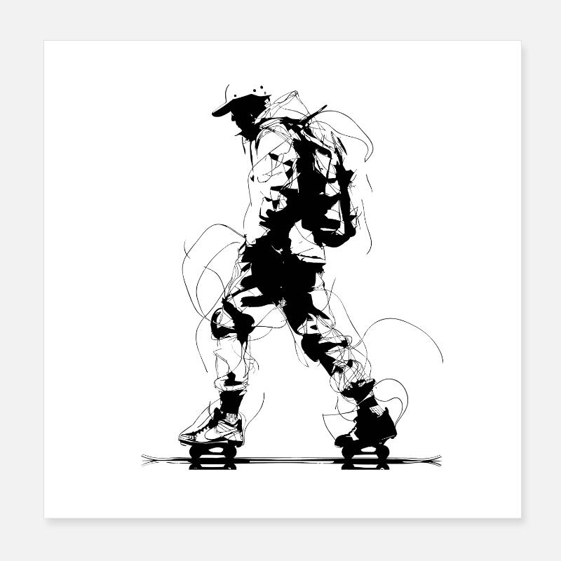 Roller Skater Zeichnung Poster 20x20 cm