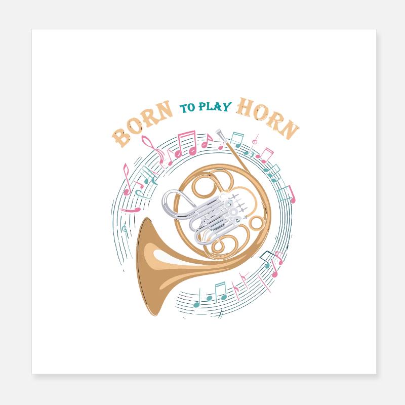 Le corniste aime le cor Jouer du cor français dans l’orchestre Poster 20 x 20 cm