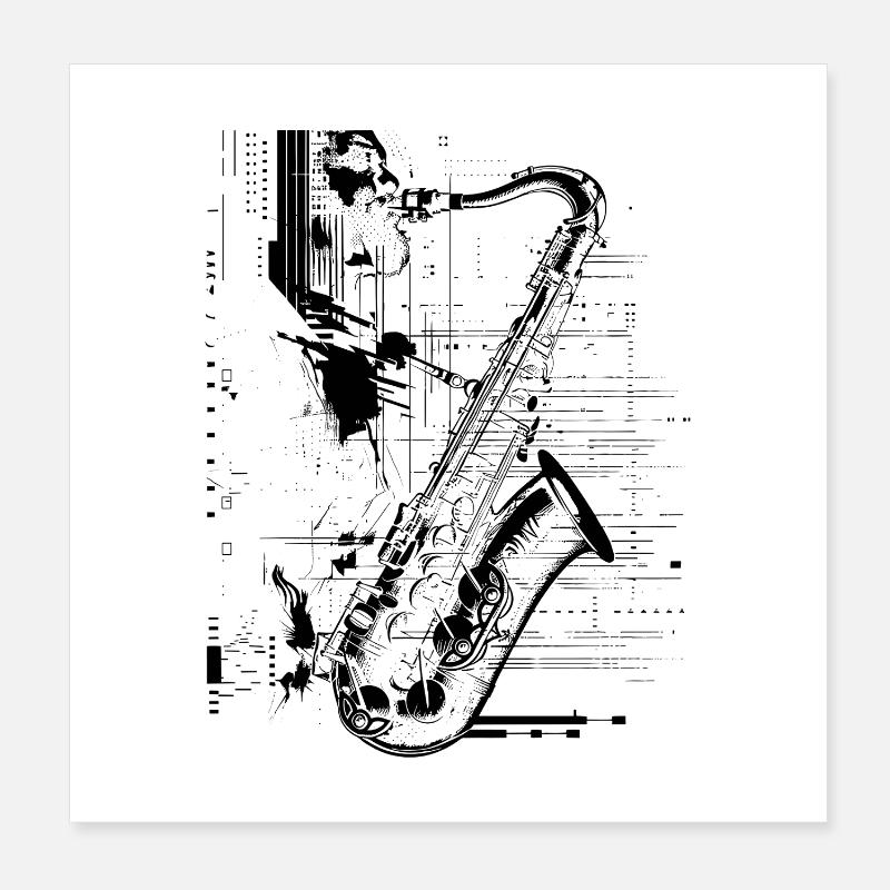 Saxophone Player Graphics Poster 8" x 8" (20x20 cm)