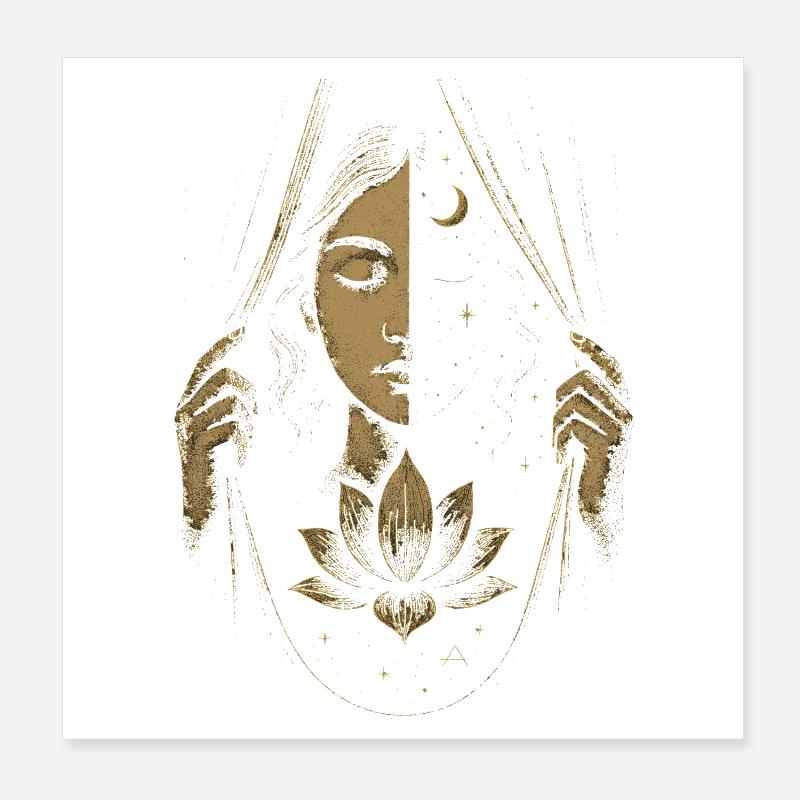 Between Worlds Cosmic Lotus Art Poster 8" x 8" (20x20 cm)