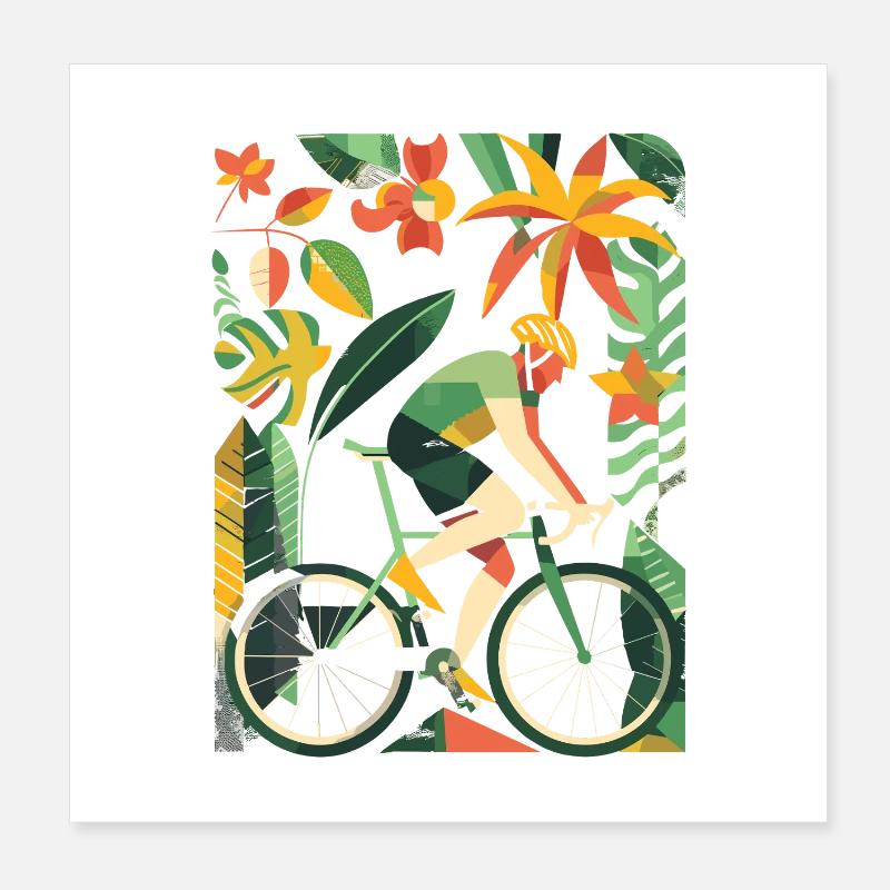 Fahrradfahrer Comic Look Poster 20x20 cm