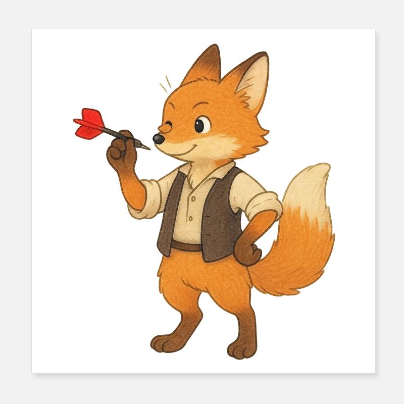 Fléchettes renard Poster 20 x 20 cm