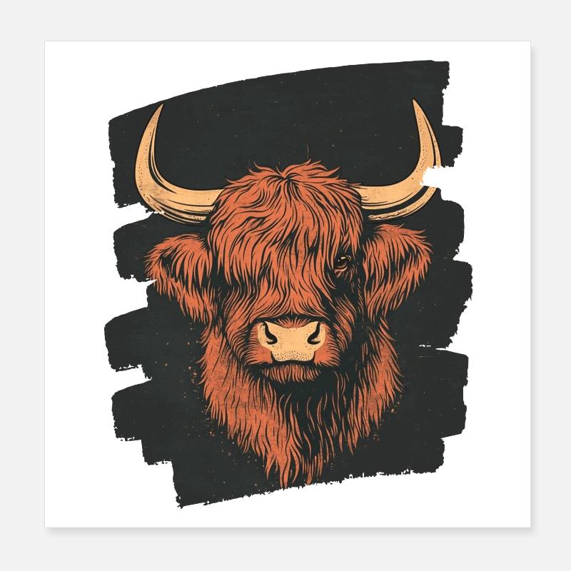Scottish Highland cattle Poster 8" x 8" (20x20 cm)