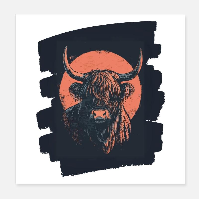 Scottish Highland cattle Poster 8" x 8" (20x20 cm)