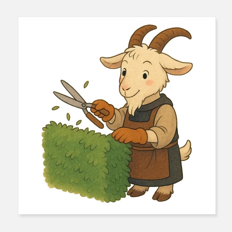Une chèvre comme jardinier Poster 20 x 20 cm