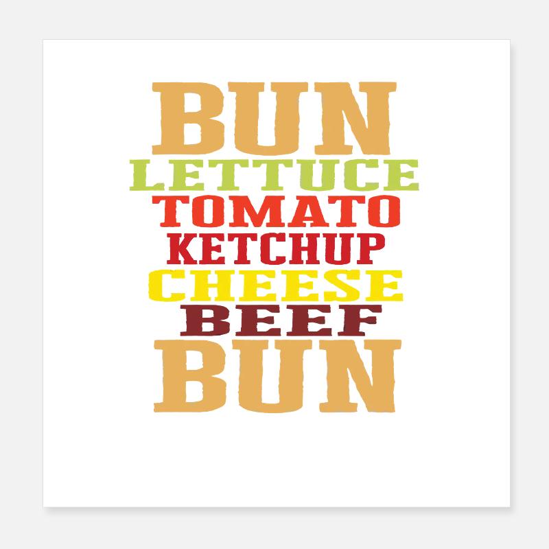 Leckere Burger mit Fleisch Tomate Käse Ketchup Poster 20x20 cm