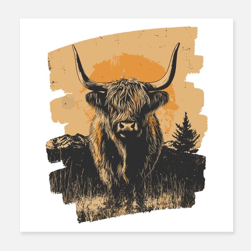 Scottish Highland cattle Poster 8" x 8" (20x20 cm)
