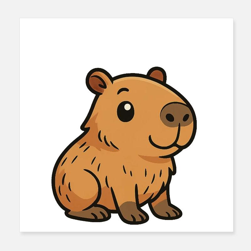 Mignon Dessin Animé Capybara, mignon et cool Poster 20 x 20 cm