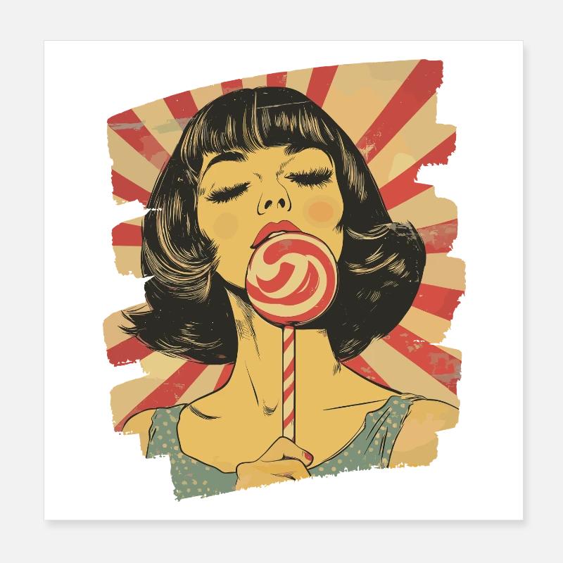 Lollipop Lolli Lutscher Süss Retro Poster 20x20 cm